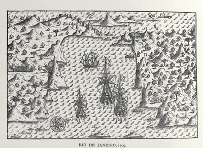 「リオデジャネイロ1599年」、オリヴィエデノールトの「疲れた航海の説明」、1602年 作： Netherlandish School